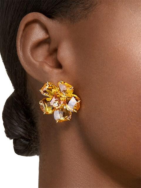 Florere Goldtone & Crystal Flower Stud Earrings商品第2张图片规格展示
