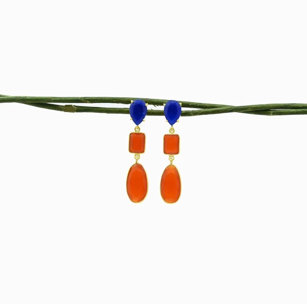 商品SCHMUCKOO|Evelyn Earring In Blue Jade & Carnelian,价格¥445,第1张图片