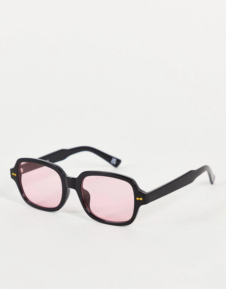商品ASOS|ASOS DESIGN square sunglasses in black with pink lens,价格¥60,第1张图片