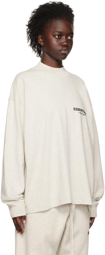 商品Essentials|Off-White Flocked Long Sleeve T-Shirt,价格¥393,第4张图片详细描述