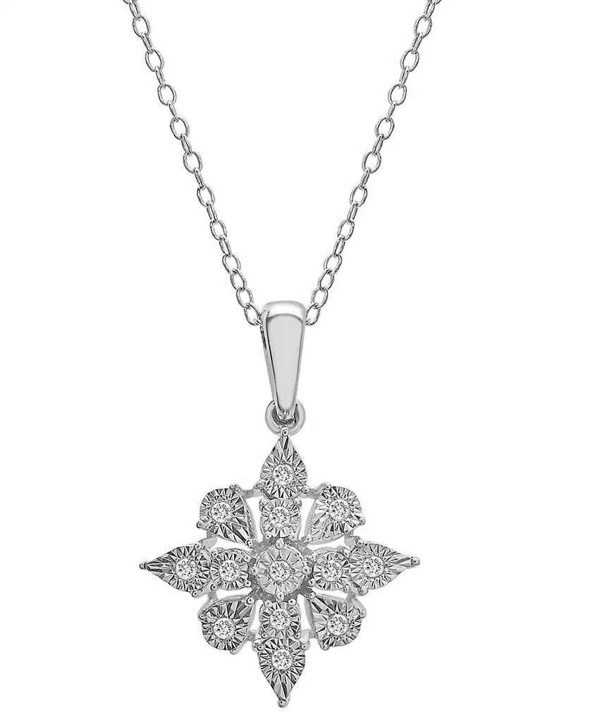 商品Macy's|Diamond Cluster 18" Pendant Necklace (1/10 ct. t.w.)  in Sterling Silver, Created for Macy's,价格¥245,第1张图片