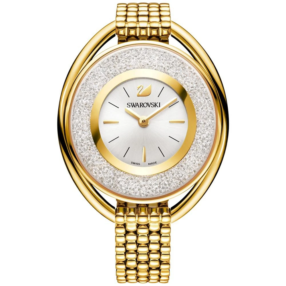 商品Swarovski|Women's Swiss Crystalline Crystal Accent Gold-Tone Stainless Steel Mesh Bracelet Watch 43mm,价格¥2986,第1张图片