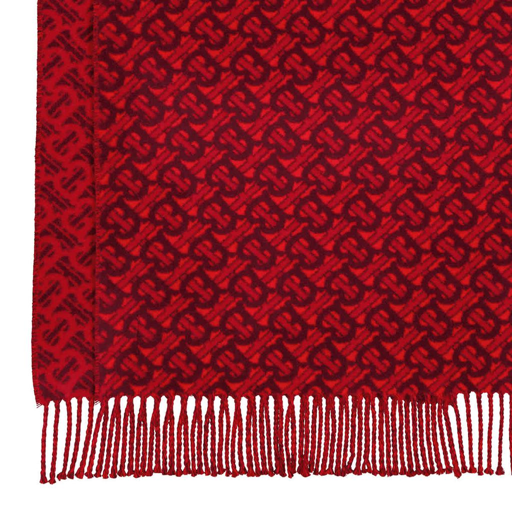 Burberry Red Monogram Jacquard Cashmere Scarf商品第2张图片规格展示