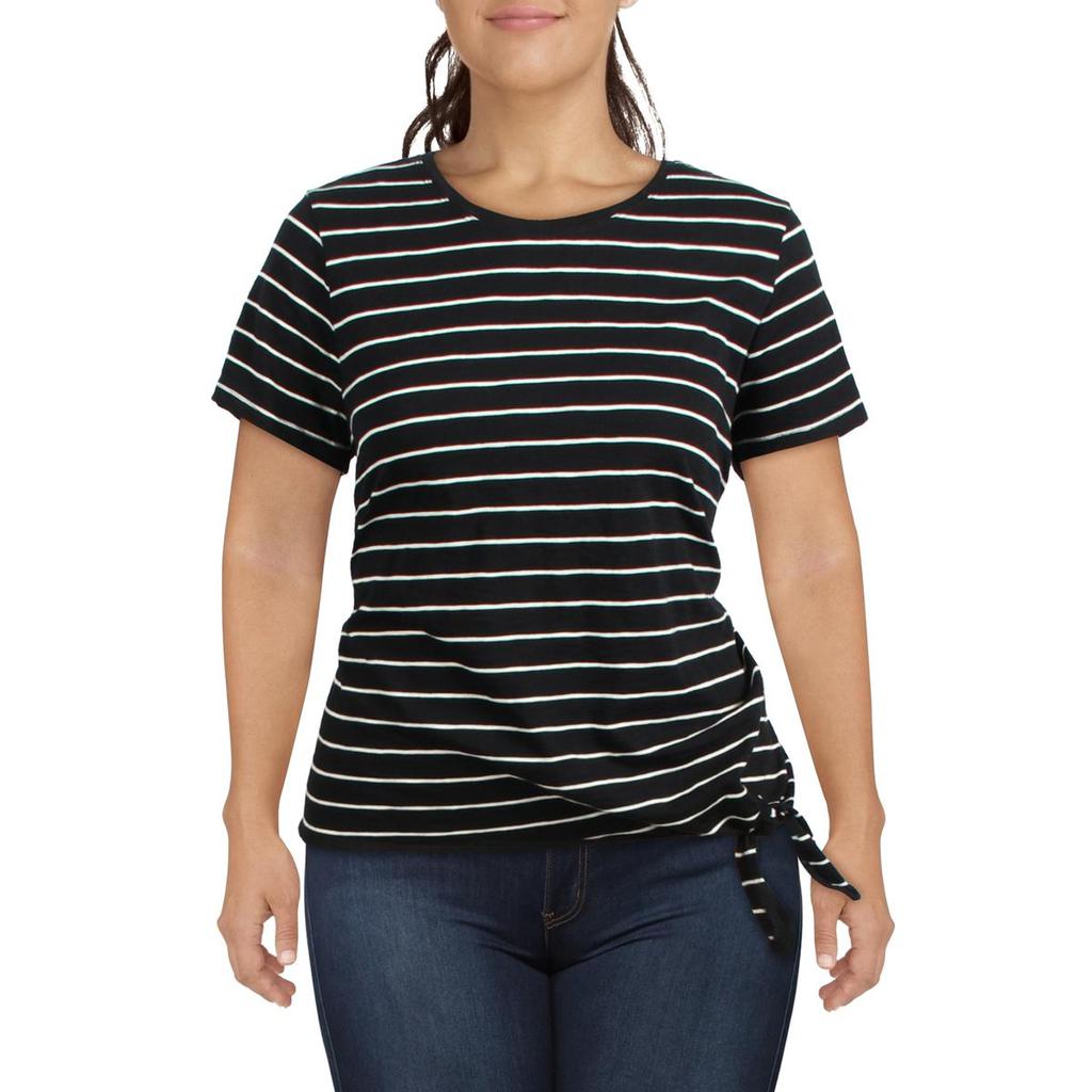 Calvin Klein Womens Striped Tie Front T-Shirt商品第1张图片规格展示