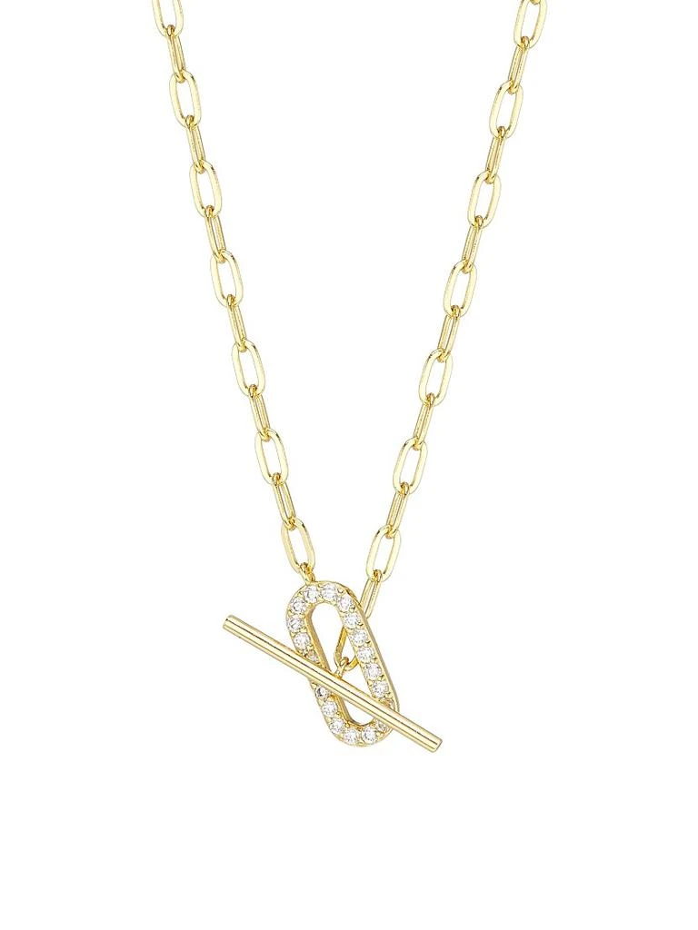 商品Shashi|18K Gold Vermeil & Cubic Zirconia Jade Pavé Necklace,价格¥956,第1张图片