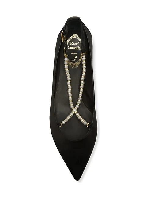 商品Rene Caovilla|Eliza Faux Pearl-Embellished Satin Ballerina Flats,价格¥1849,第5张图片详细描述