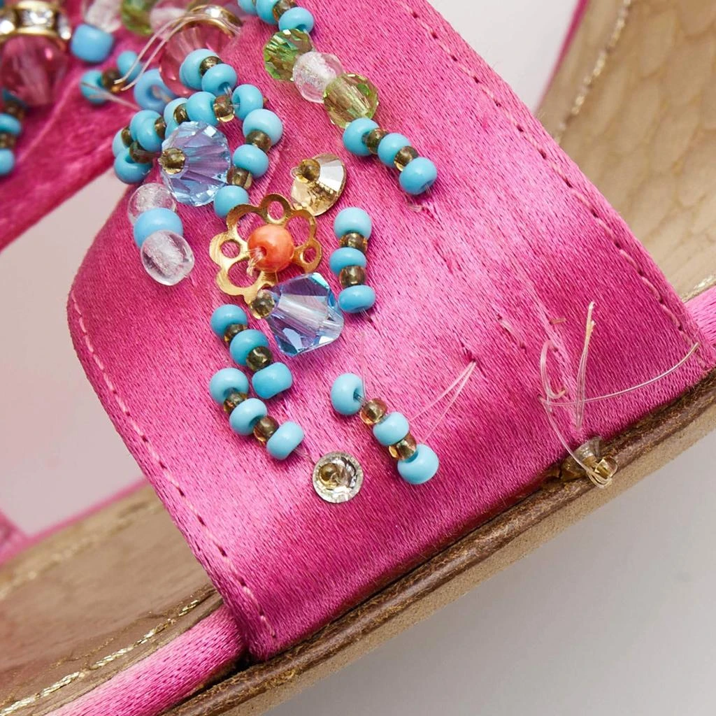 René Caovilla Pink Satin Embellished Criss Cross Ankle Strap Sandals Size 38.5 商品