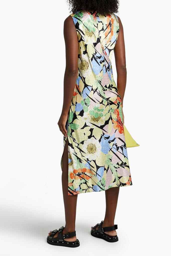 Audricce wrap-effect floral-print silk-satin jacquard midi dress商品第1张图片规格展示