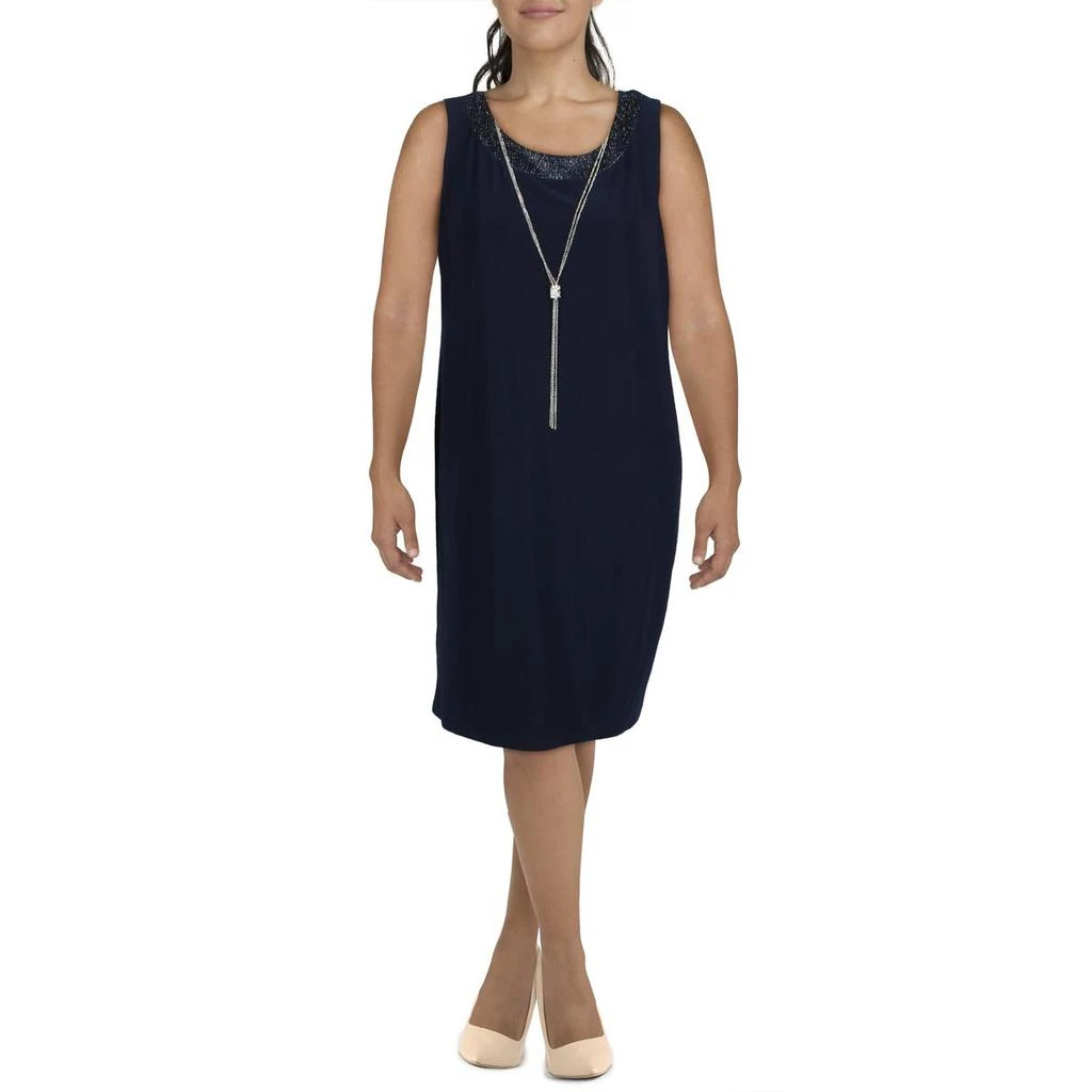 商品R&M Richards|R&M Richards Womens Plus Metallic Knee-Length Shift Dress,价格¥69,第1张图片