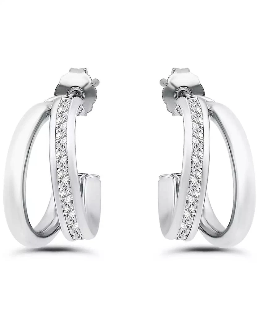 商品Giani Bernini|Cubic Zirconia Combo Half Hoop Earrings (1-7/8 ct. t.w.) in 18K Gold Over Sterling Silver, Macy's Exclusive,价格¥590,第3张图片详细描述