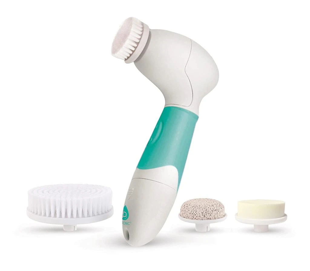 商品PURSONIC|Advanced Facial and Body Cleansing Brush for Removing Makeup & Exfoliating Dead Skin - Includes 4 Multifunction Brush Heads: Facial, Body, Pumice Stone and Sponge (aqua),价格¥143,第1张图片