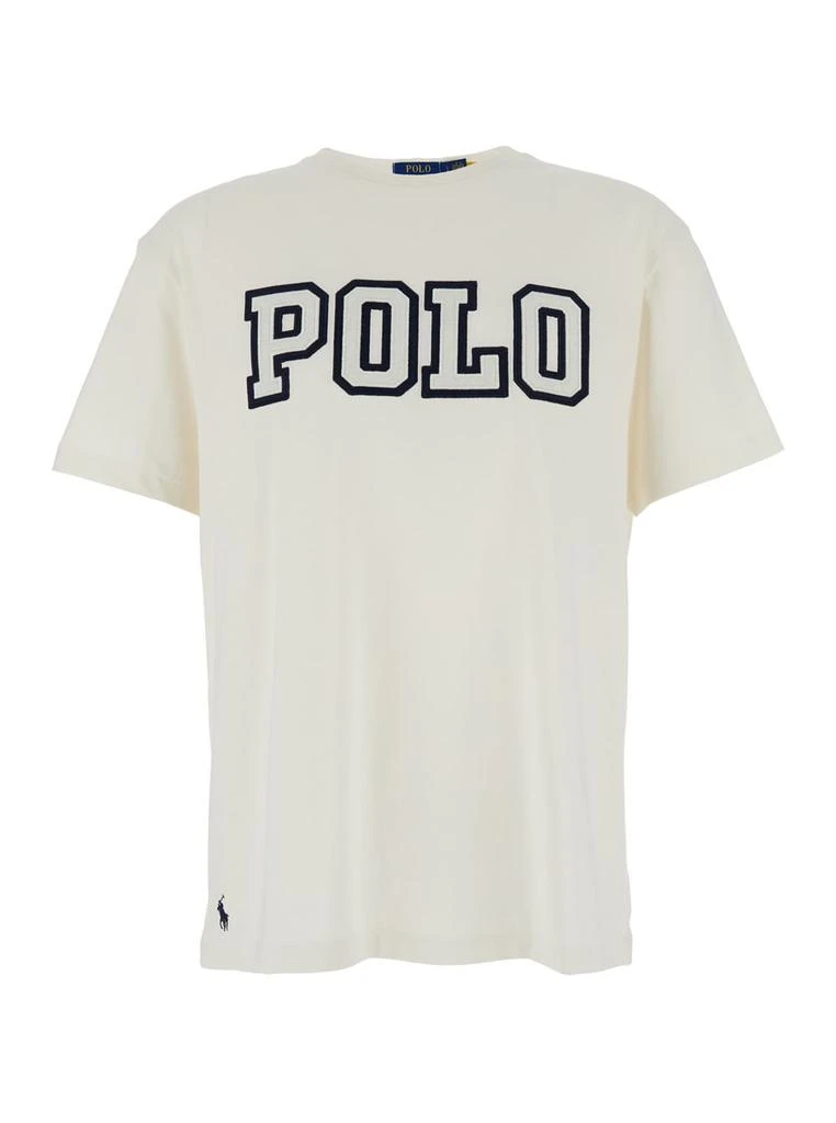 商品Ralph Lauren|White Crewneck T-shirt With Logo Lettering On The Fornt And Pony Embroidery On The Front In Cotton Man,价格¥1127,第1张图片