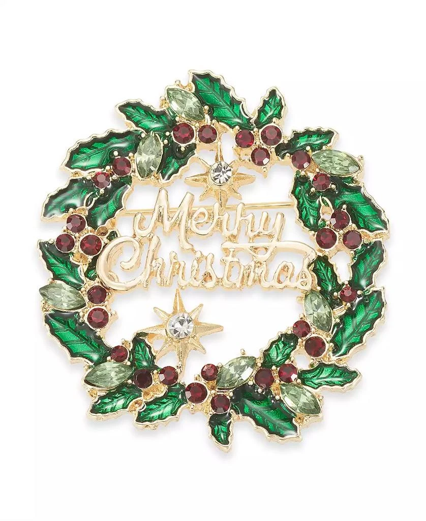 商品Holiday Lane|Crystal Wreath Pin, Created for Macy's,价格¥75,第1张图片