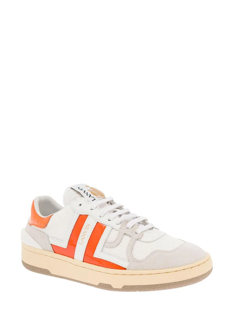 商品Lanvin|Lanvin Clay Low White And Orange Leather And Mesh Sneaker Woman,价格¥2788,第2张图片详细描述