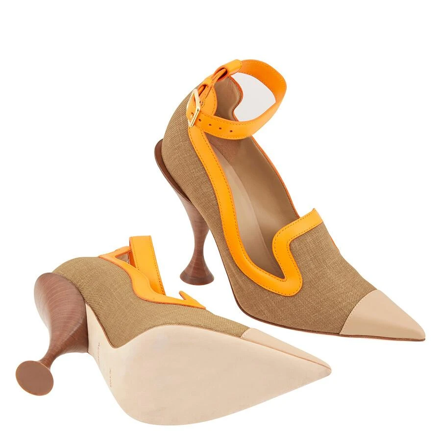 商品Burberry|Brecon Canvas And Leather Point-toe Court Pumps,价格¥917,第2张图片详细描述
