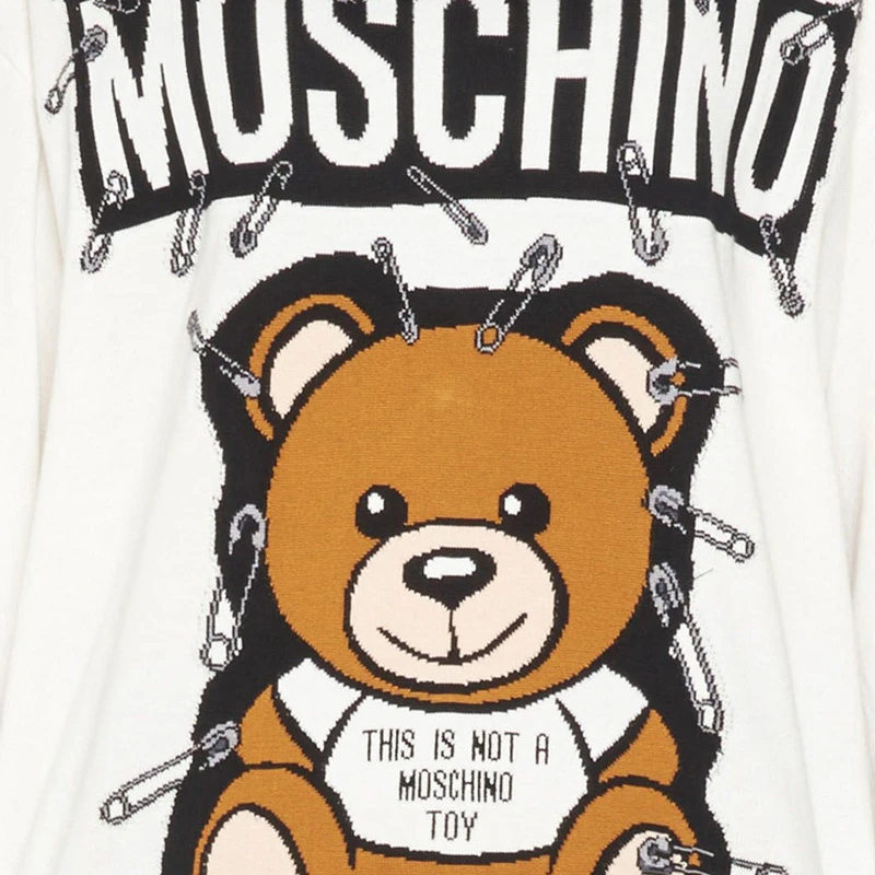 Moschino 莫斯奇诺 女士小熊别针羊毛针织衫 EV0919-5501-1001 商品