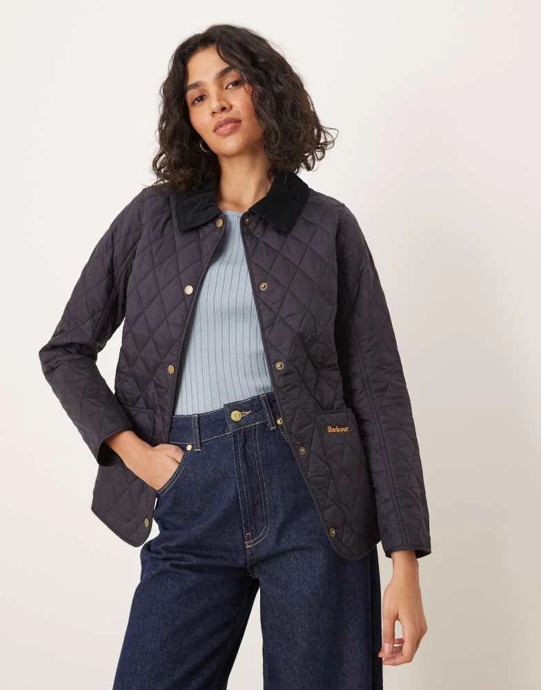 商品Barbour|Barbour Annandale diamond quilt jacket with cord collar in navy,价格¥1021,第1张图片