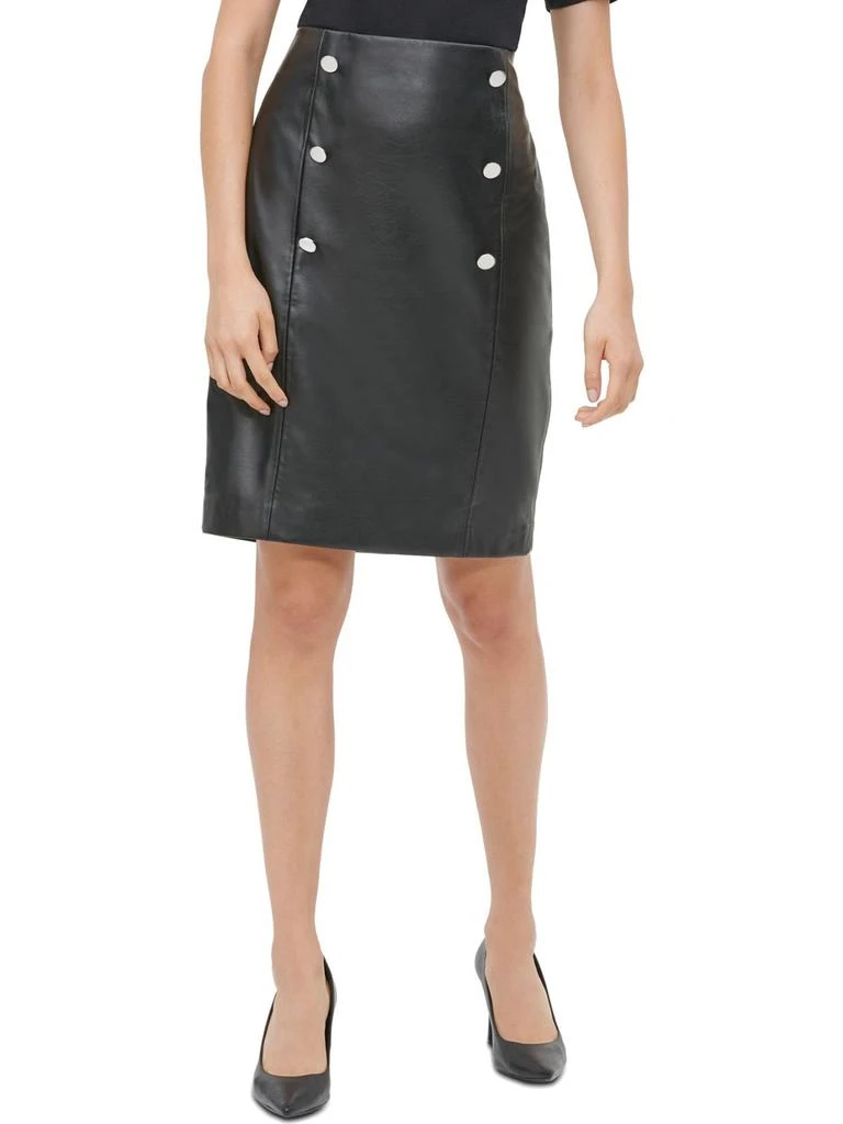 商品Calvin Klein|Womens Faux Leather Embellished Pencil Skirt,价格¥208,第1张图片