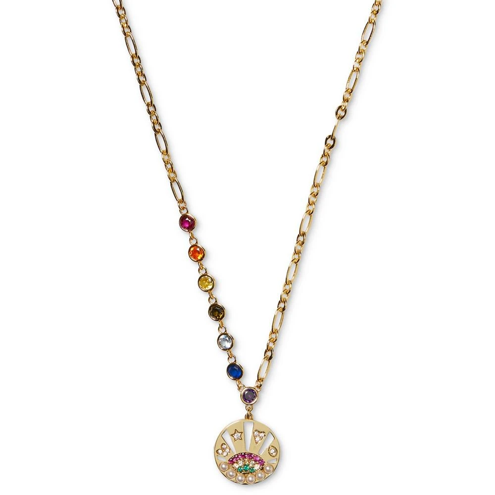 商品Kate Spade|Gold-Tone Rainbow Crystal & Imitation Pearl Medallion Pendant Necklace, 20" + 3" extender,价格¥645,第1张图片