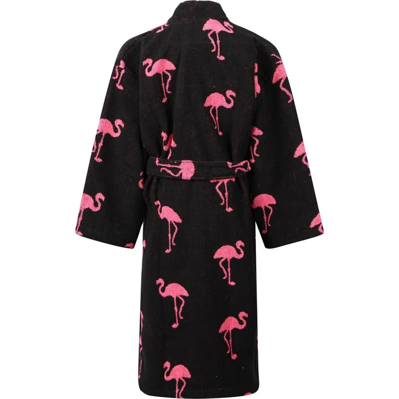 商品OAS|Pink flamingos print bathrobe in black,价格¥862,第2张图片详细描述