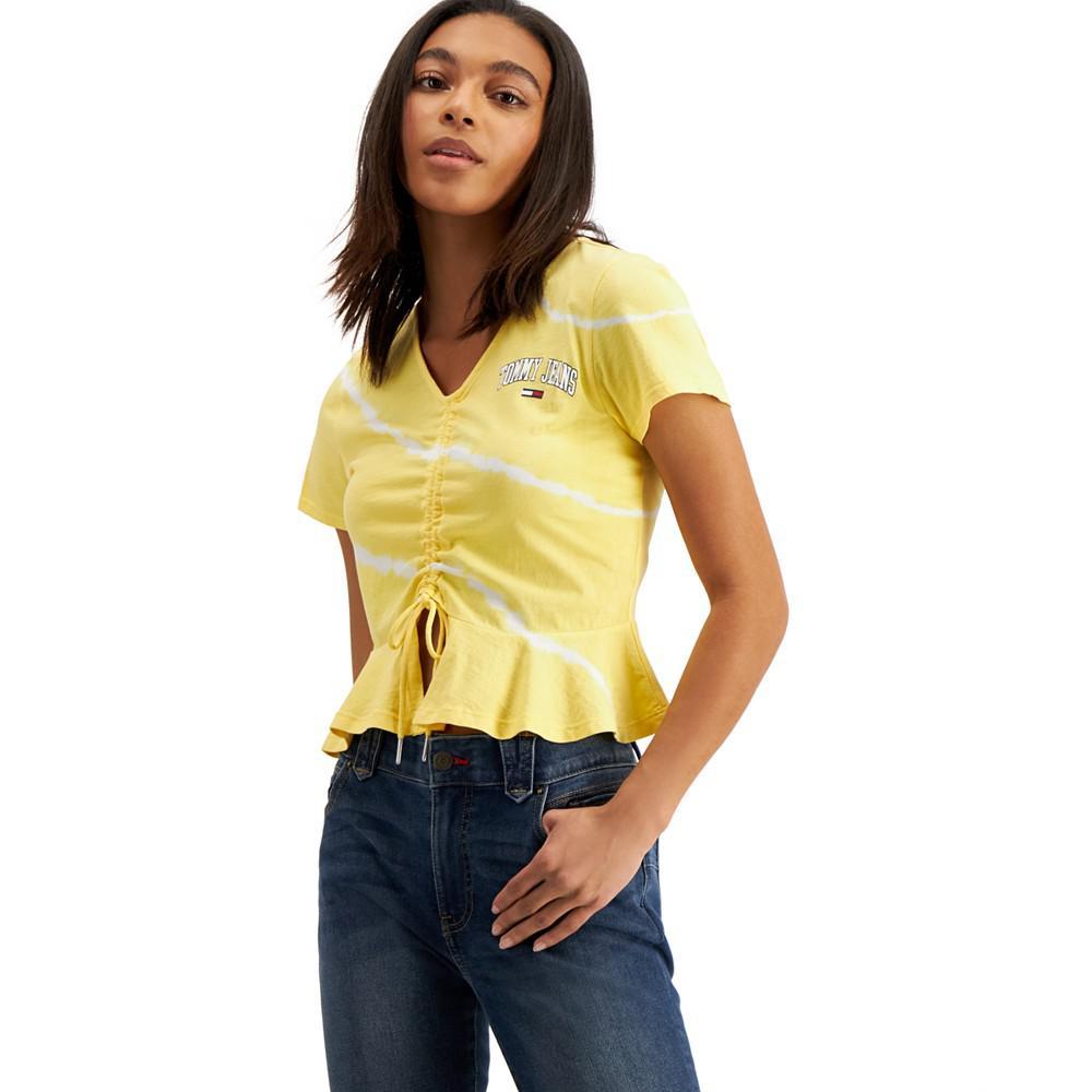 商品Tommy Jeans|Tie-Dyed Cinch-Front Cotton T-Shirt,价格¥109,第1张图片