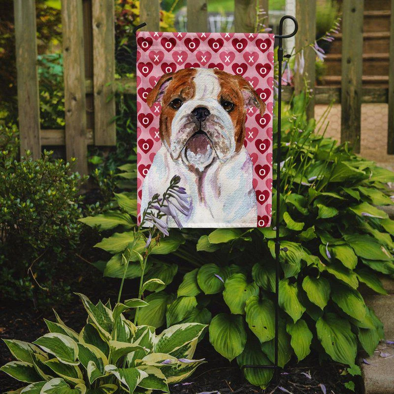商品Caroline's Treasures|Bulldog English Hearts Love Valentine's Day Garden Flag 2-Sided 2-Ply,价格¥136,第2张图片详细描述