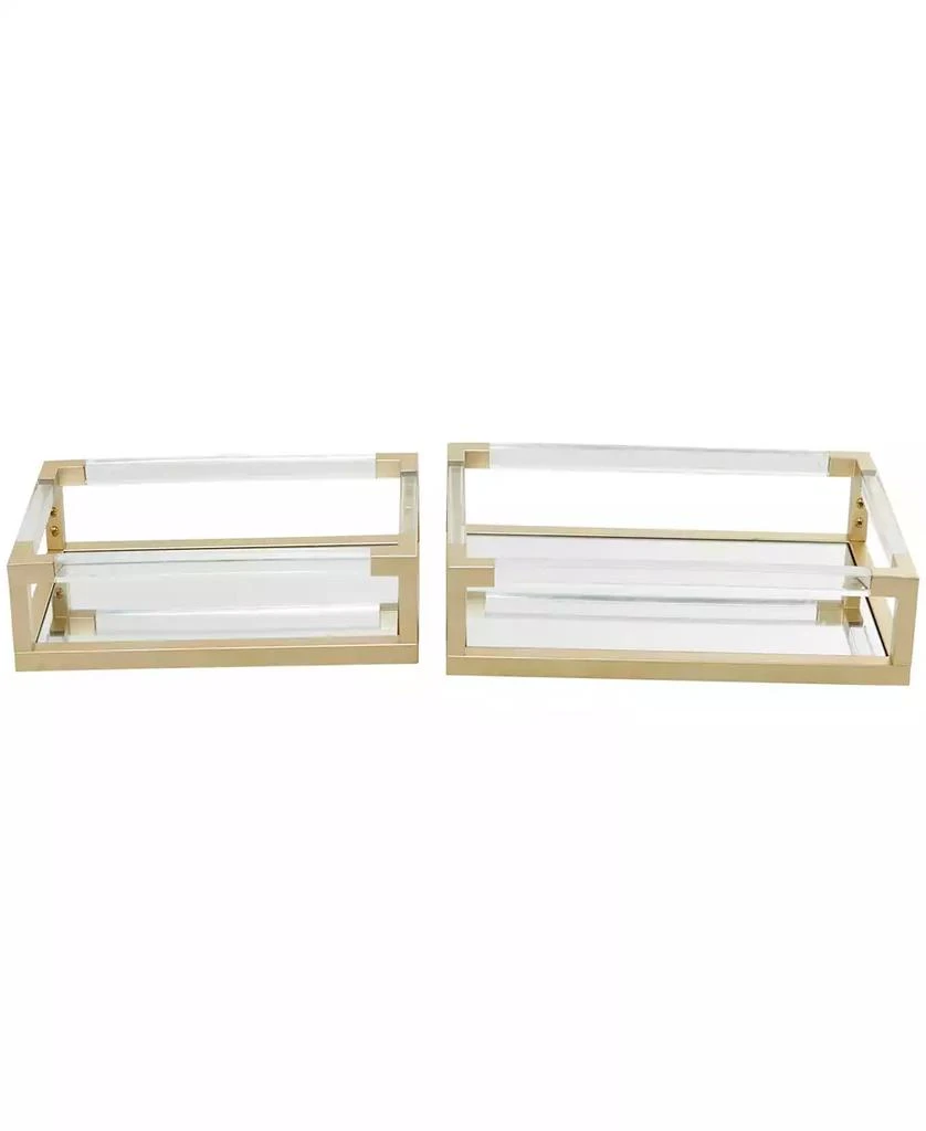 商品CosmoLiving|by Cosmopolitan Metal Mirrored Tray with Acrylic Handles, Set of 2, 20", 18" W,价格¥1735,第1张图片