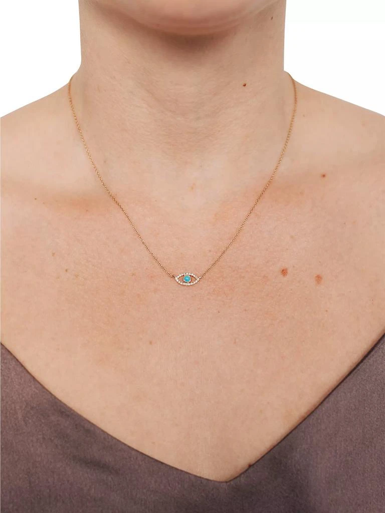 商品Anzie|Classique 14K Yellow Gold, 0.1 TCW Diamond & Turquoise Pendant Necklace,价格¥5883,第2张图片详细描述