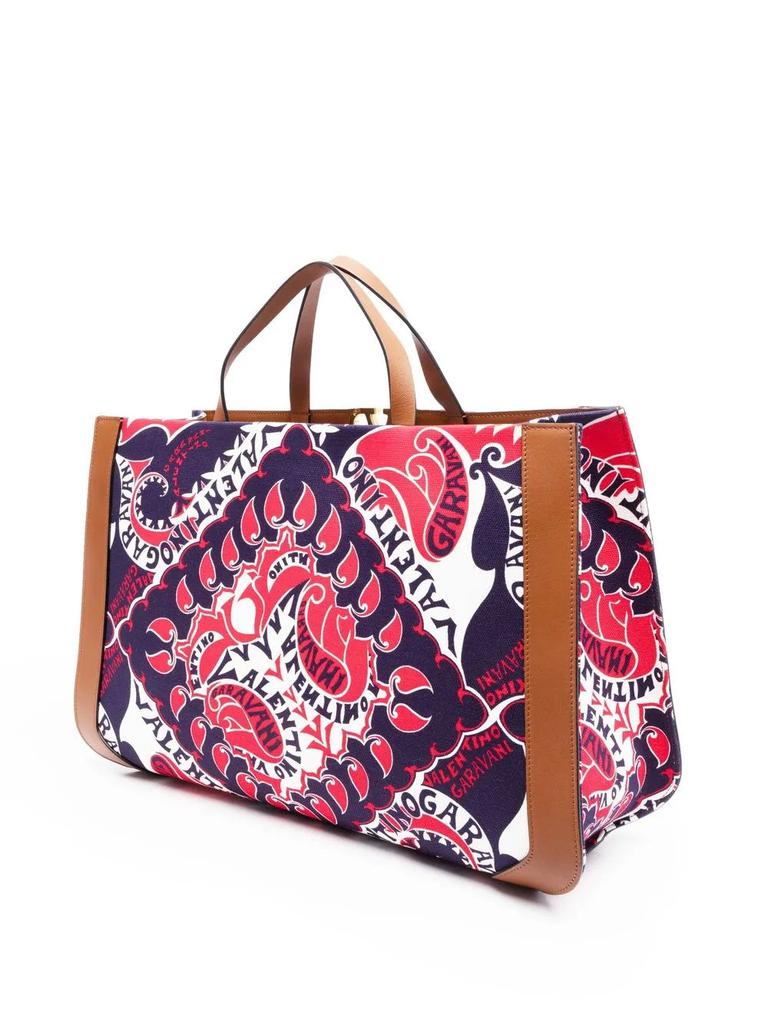 Shop Valentino Garavani Vlogo Signature Bandana-Print Tote