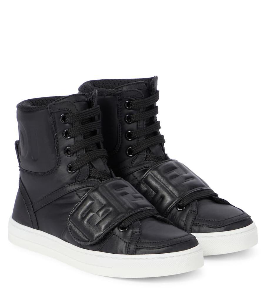 商品Fendi|FF leather high top sneakers,价格¥3566-¥3901,第1张图片