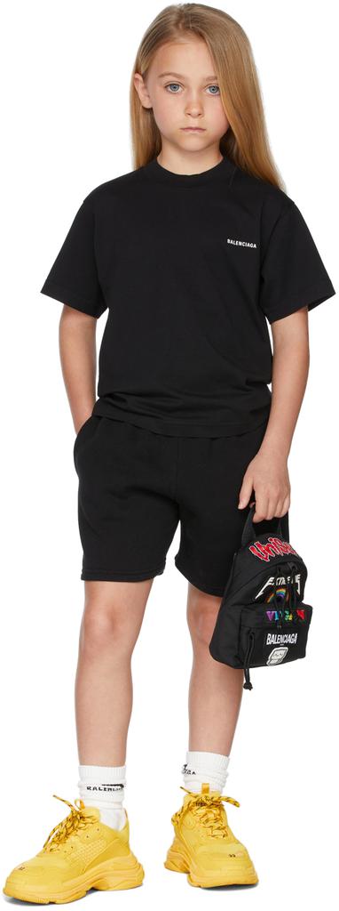黑色徽标儿童 T 恤商品第1张图片规格展示