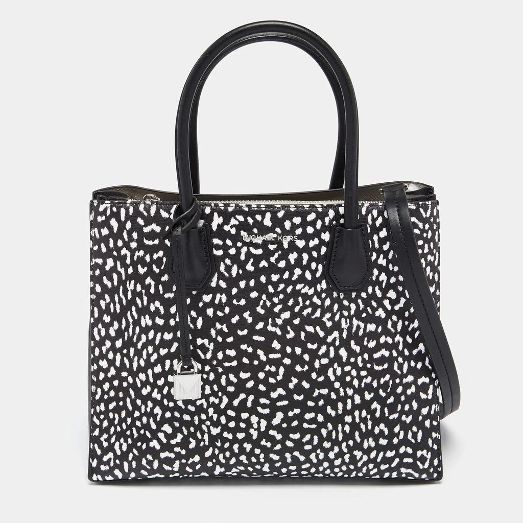 商品[二手商品] Michael Kors|Michael Kors Black/White Leopard Print Leather Large Mercer Tote,价格¥1403,第1张图片