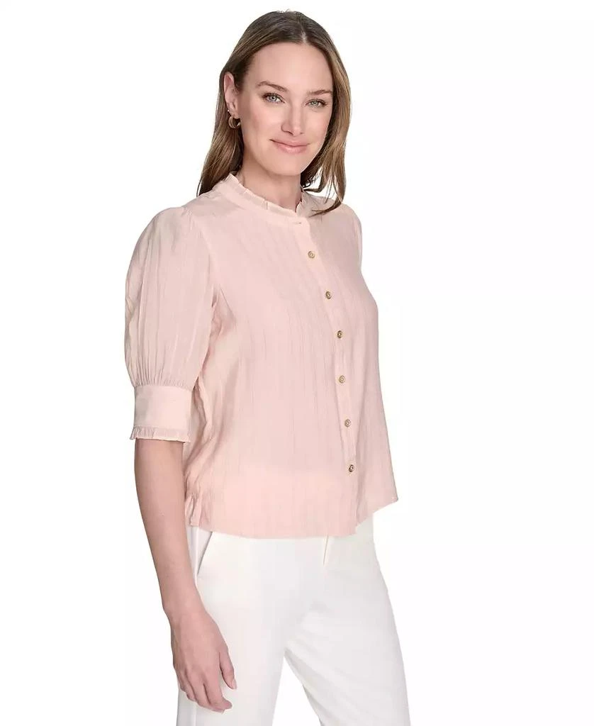 商品Tommy Hilfiger|Women's Lurex Stripe Button-Front Shirt,价格¥588,第3张图片详细描述