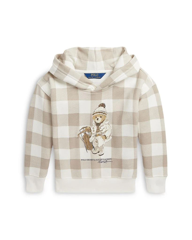 商品Ralph Lauren|Girls' Plaid Polo Bear Fleece Hoodie - Little Kid, Big Kid,价格¥965,第1张图片