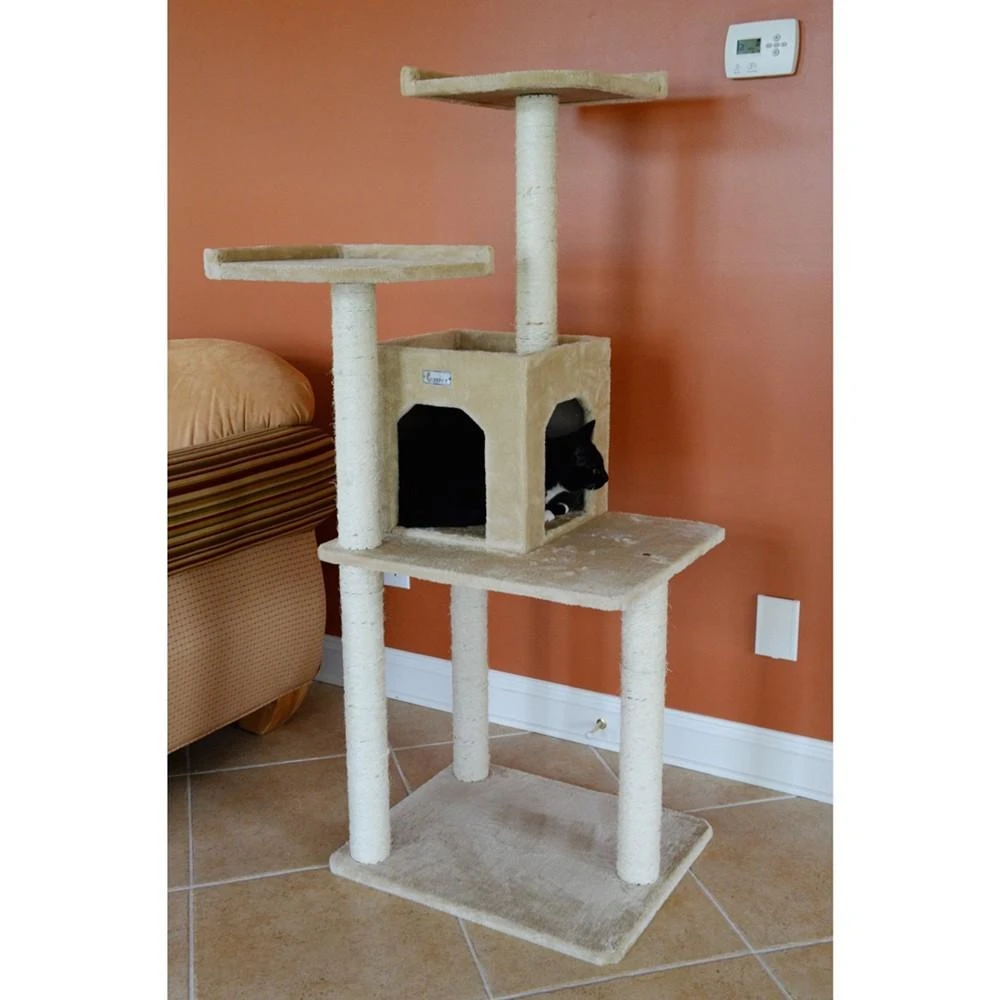 商品Macy's|57-Inch Real Wood Cat Tree With Two-Door Condo,价格¥784,第3张图片详细描述