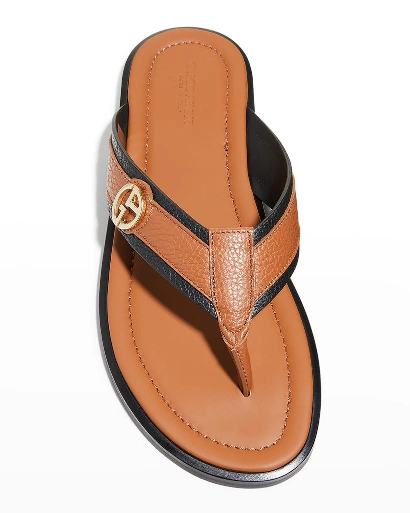 商品Giorgio Armani|Men's Leather Logo Thong Sandals,价格¥4387,第5张图片详细描述