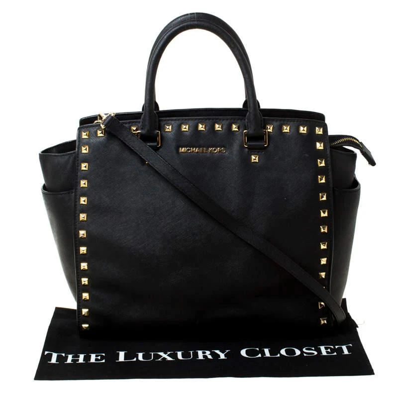 Michael Michael Kors Black Leather Medium Selma Studded Tote 商品