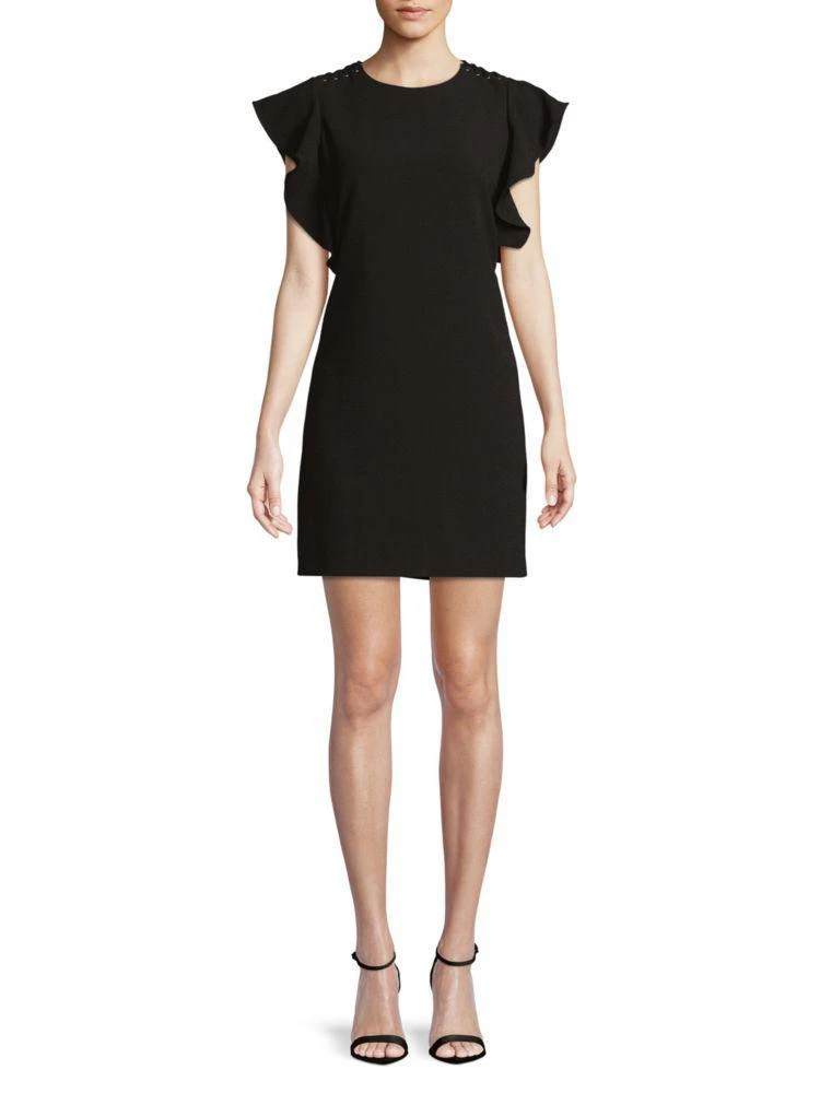 商品Laundry by Shelli Segal|Ruffle-Sleeve Grommet Sheath Dress,价格¥277,第3张图片详细描述