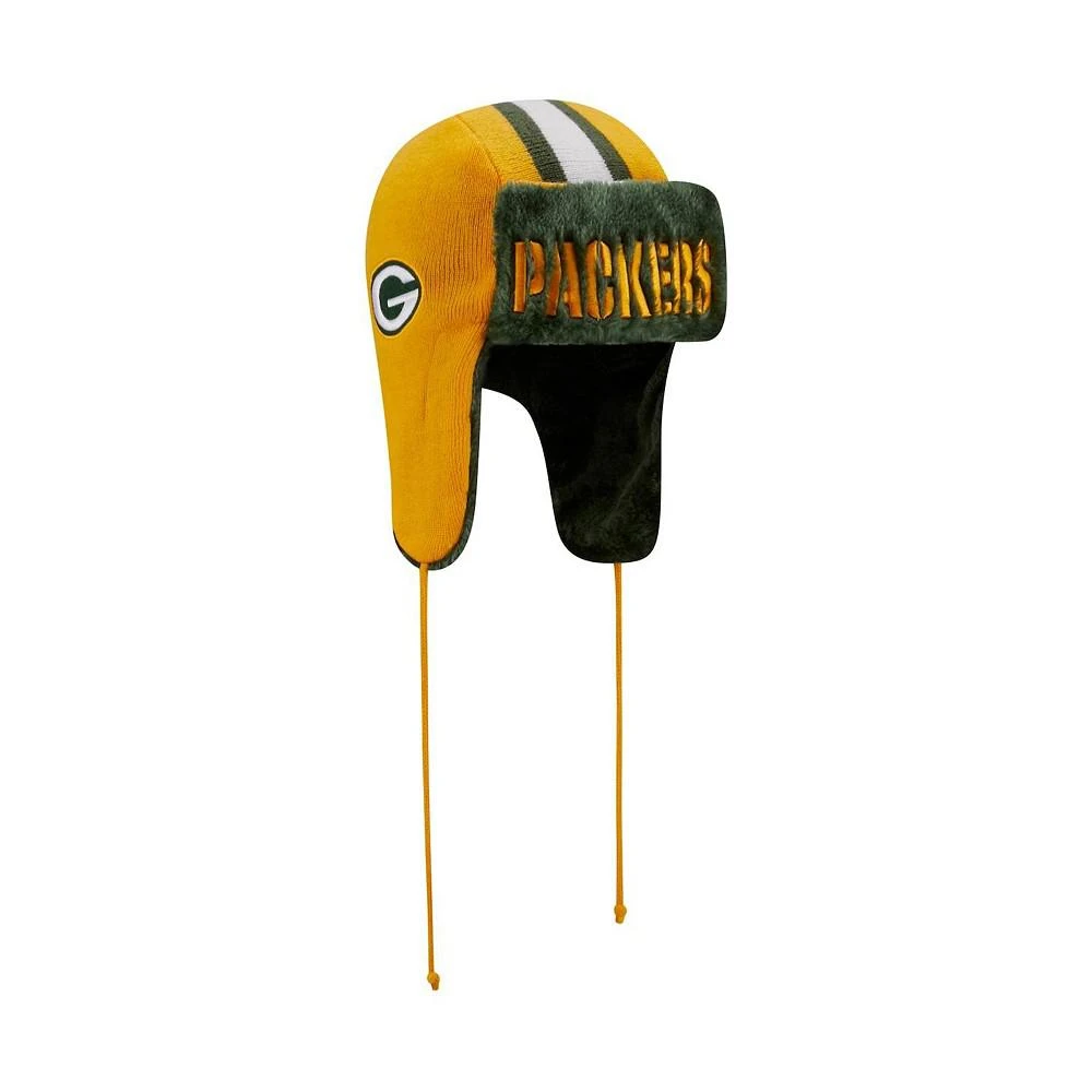 商品New Era|Men's Gold Green Bay Packers Helmet Head Trapper Knit Hat,价格¥261,第2张图片详细描述