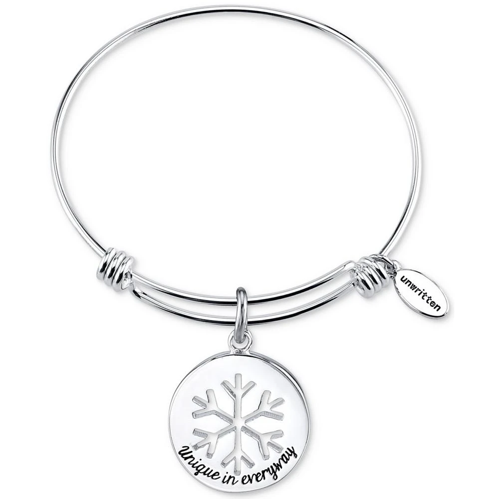 商品Unwritten|Snowflake Crystal Charm Bangle Bracelet in Stainless Steel,价格¥108,第2张图片详细描述