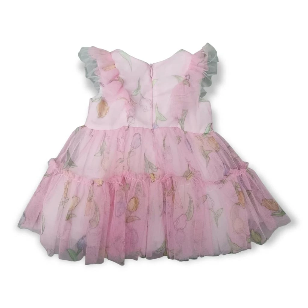 商品MONNALISA|Monnalisa Floral-Printed Tulle Crewneck Dress,价格¥961,第2张图片详细描述