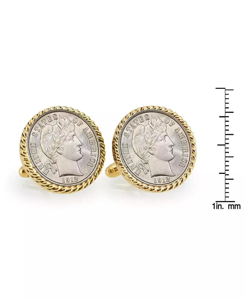 商品American Coin Treasures|Silver Barber Dime Rope Bezel Coin Cuff Links,价格¥445,第2张图片详细描述