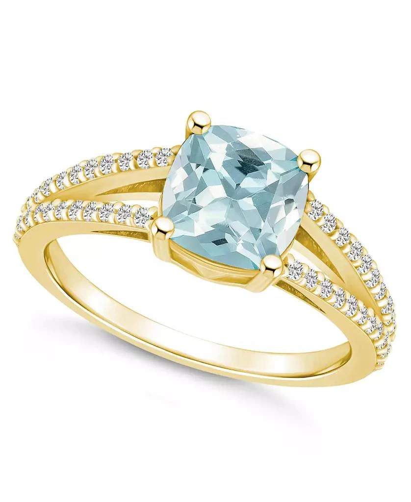 商品Macy's|Aquamarine and Diamond Accent Ring in 14K Yellow Gold,价格¥16574,第1张图片