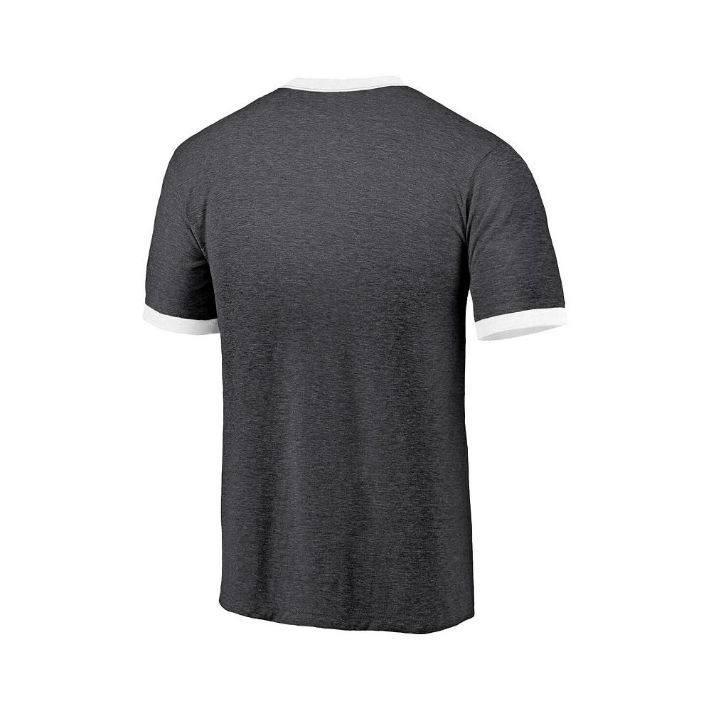 商品Majestic|Men's Threads Heathered Black Los Angeles Kings Ringer Contrast Tri-Blend T-shirt,价格¥239,第4张图片详细描述