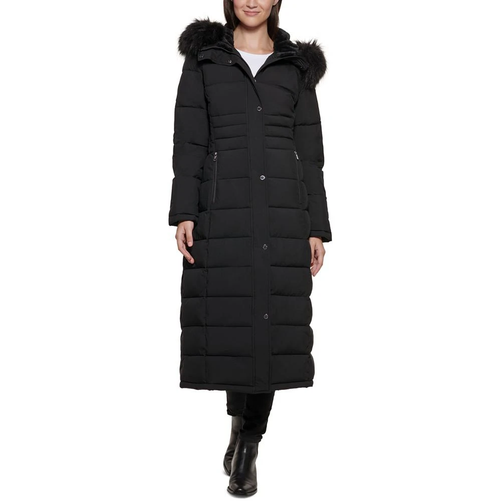 商品Calvin Klein|Women's Faux-Fur-Trim Hooded Maxi Puffer Coat,价格¥1502,第1张图片