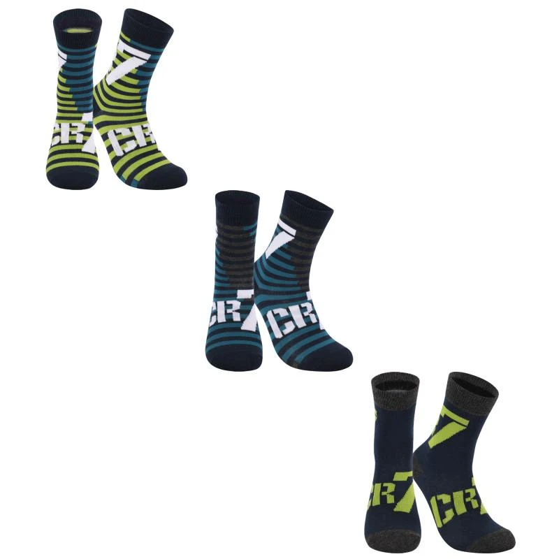 商品CR7 Cristiano Ronaldo|Logo striped set of socks in blue and green,价格¥152,第1张图片