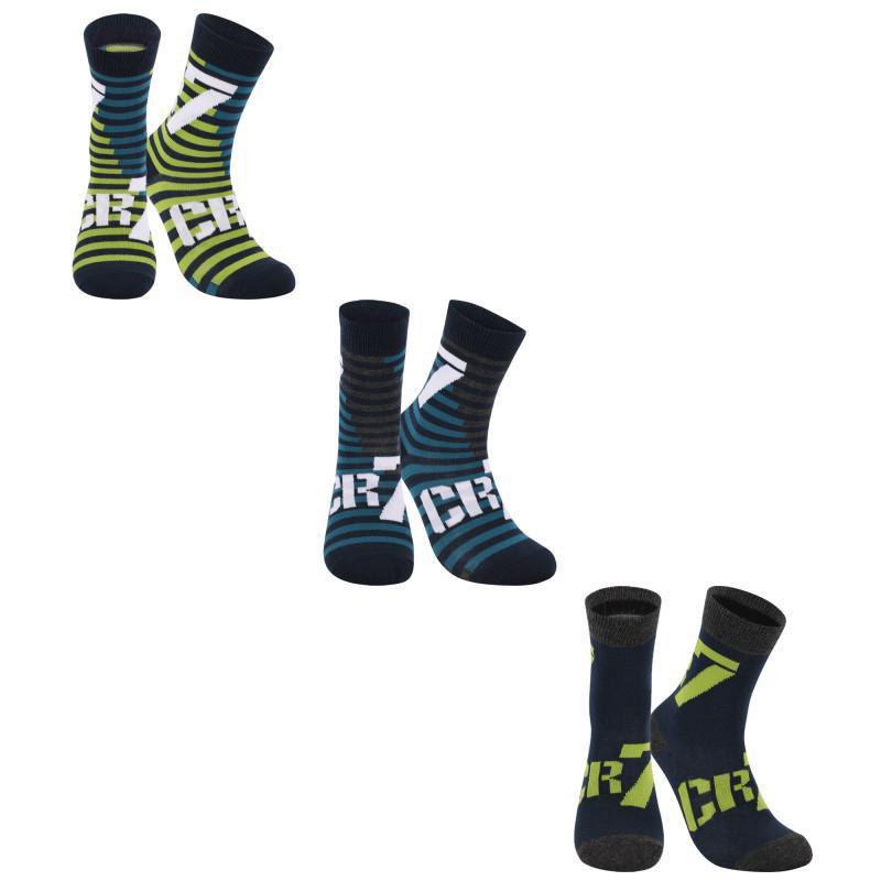 商品CR7 Cristiano Ronaldo|Logo striped set of socks in blue and green,价格¥140,第1张图片