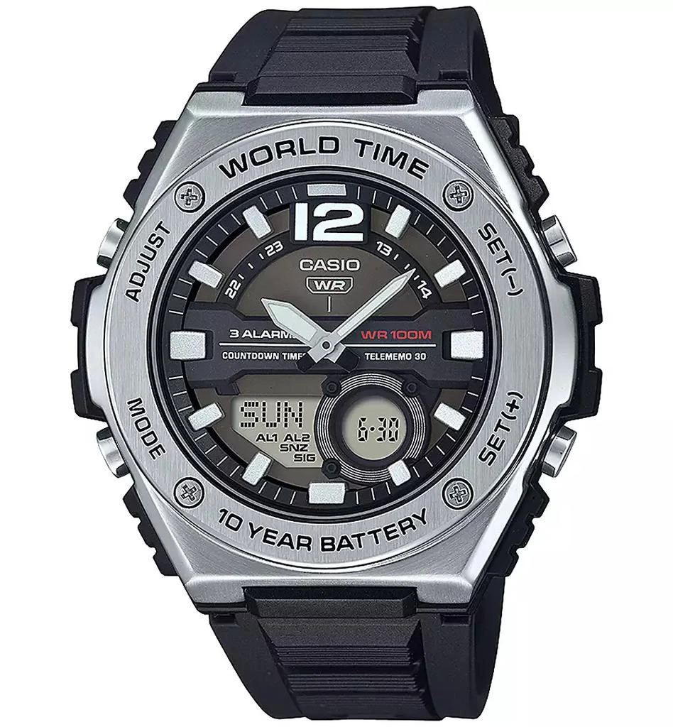 商品Casio|Men's Analog Digital Black Resin Strap Watch 51mm, MWQ100-1AV,价格¥344,第1张图片