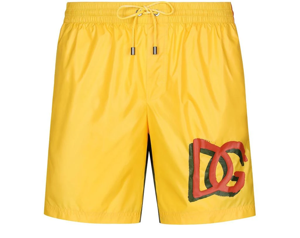 商品Dolce & Gabbana|Mid-length patchwork swim trunks with print,价格¥2282,第1张图片