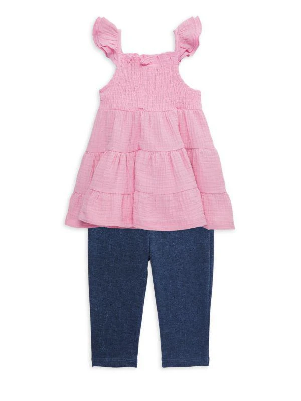 商品Calvin Klein|Little Girl's 2-Piece Smocked Top & Pants Set,价格¥114,第2张图片详细描述